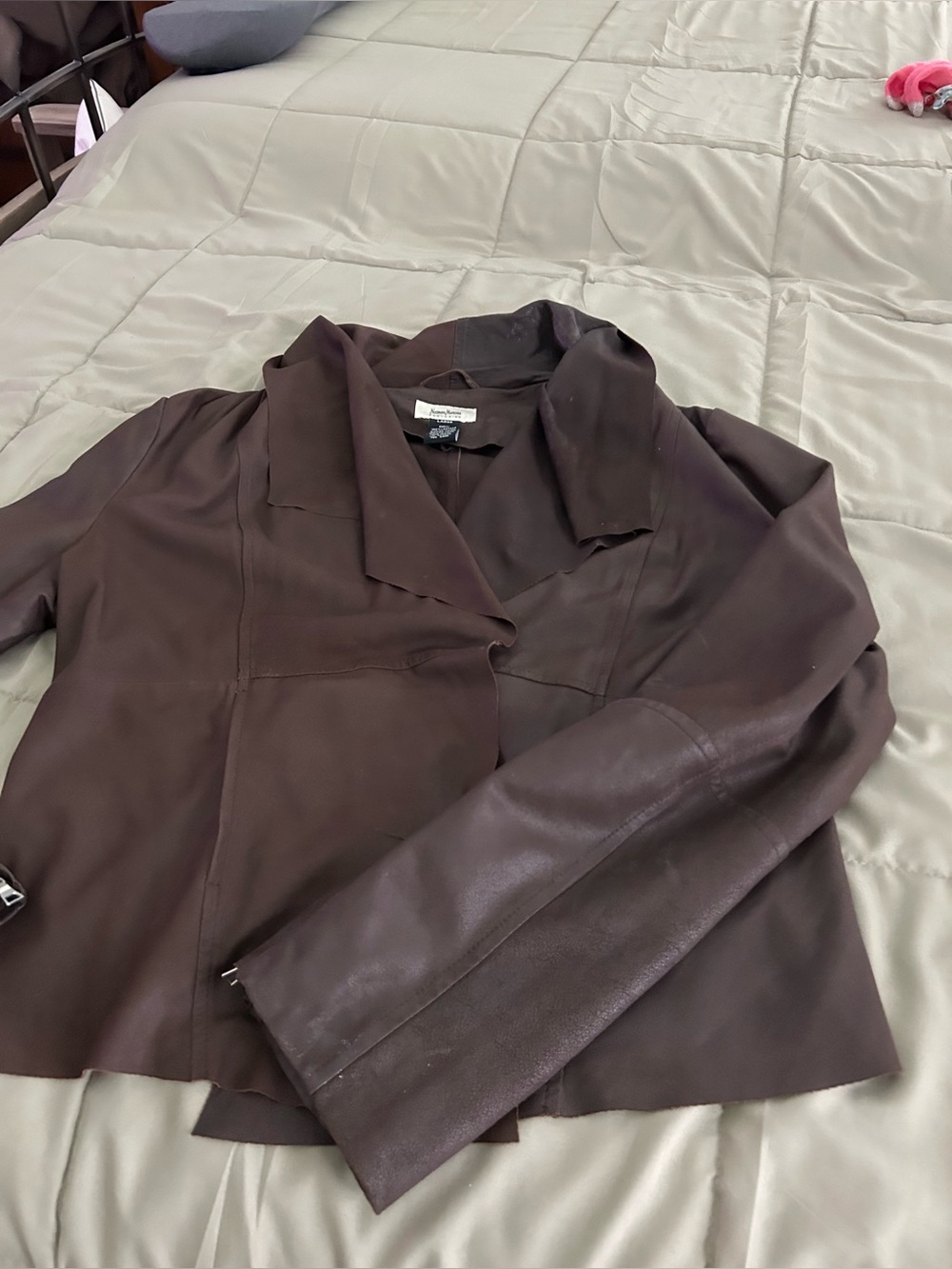 Beautiful real leather shawl, collar jacket.